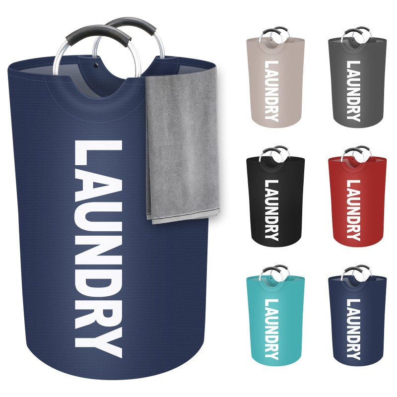 StorageRight 75L Large Laundry Basket  Laundry Hamper  Dirty Clothes Hamper for Laundry  Collapsible  Waterproof Laundry Baskets with Foam Protected Aluminum Handles for Laundry  Dorm  Family (Blue) - Image 1
